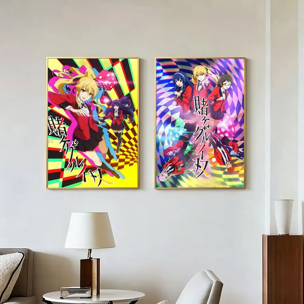 Anime Gambling Kakegurui Poster Peel And Stick Wall Art Self Adhesive PP Waterproof Wall Decor Living Room Bedroom Gift