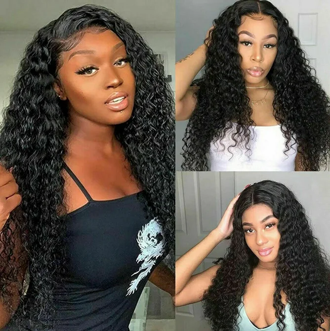 Black split long hair curls