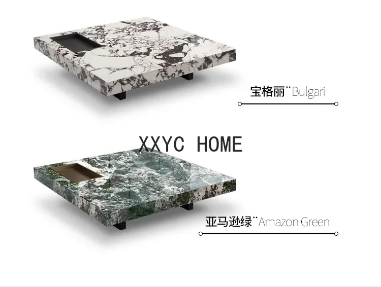 Tavolino da caffè quadrato in pietra, soggiorno, casa, luce, lusso, moderno, semplice, grande appartamento, alto senso