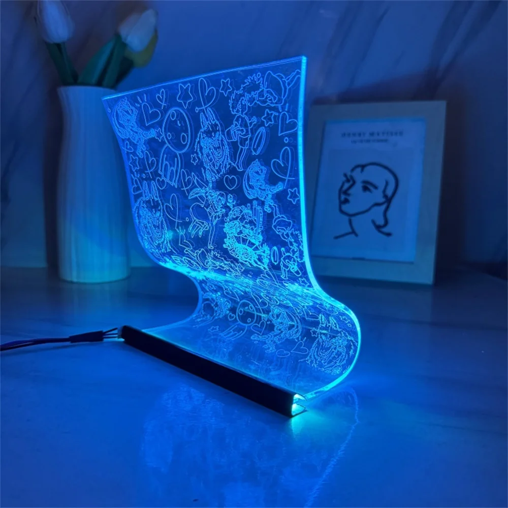 Led Scroll Lamp Huil Bewegend Kasteel Acryl Nachtlampje Prinses Ghost Sfeer Licht 3d Sfeerlicht 3/7 Kleuren Kunstlampen Cadeau