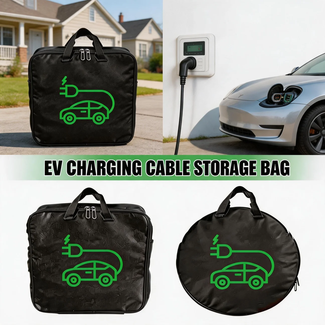

Electric Car Charger Storage Bag Universal Handled Bag Waterproof Car Battery Cable EV Car Charging Gun Storage Organizer