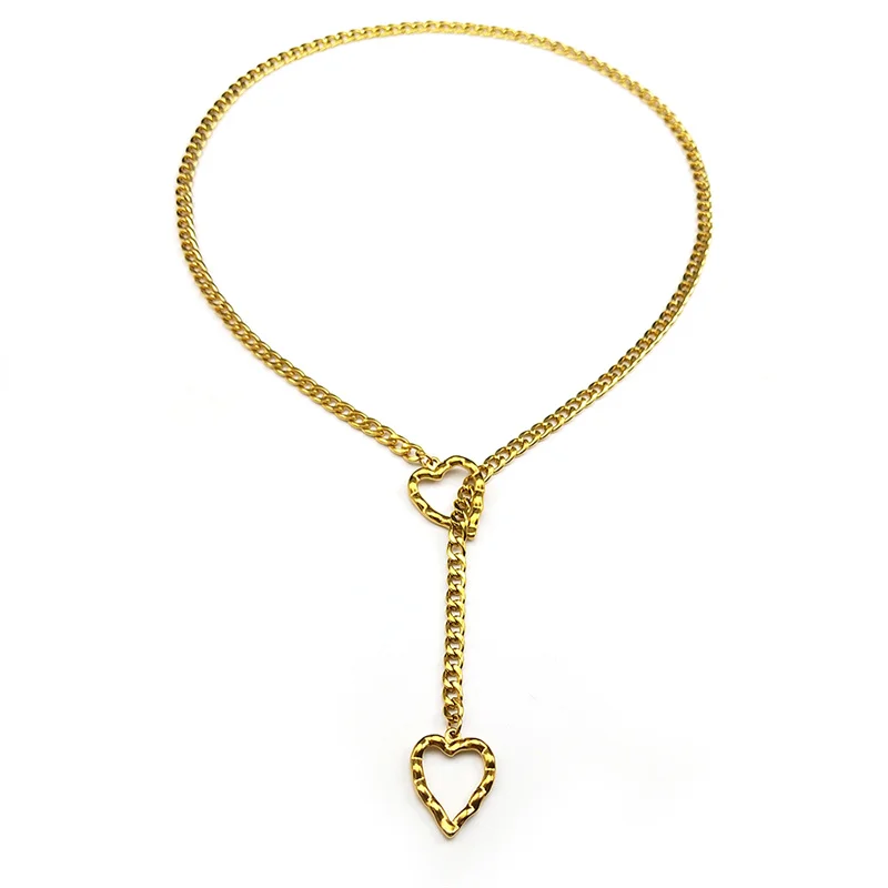 Herz-O-Ring Lange Kette für Damen und Herren Punk-Rock-Halskette Edelstahl Schlüssel-Schloss-Halsketten Verstellbare Y-Halskette Schmuck Geschenk – Detail 11