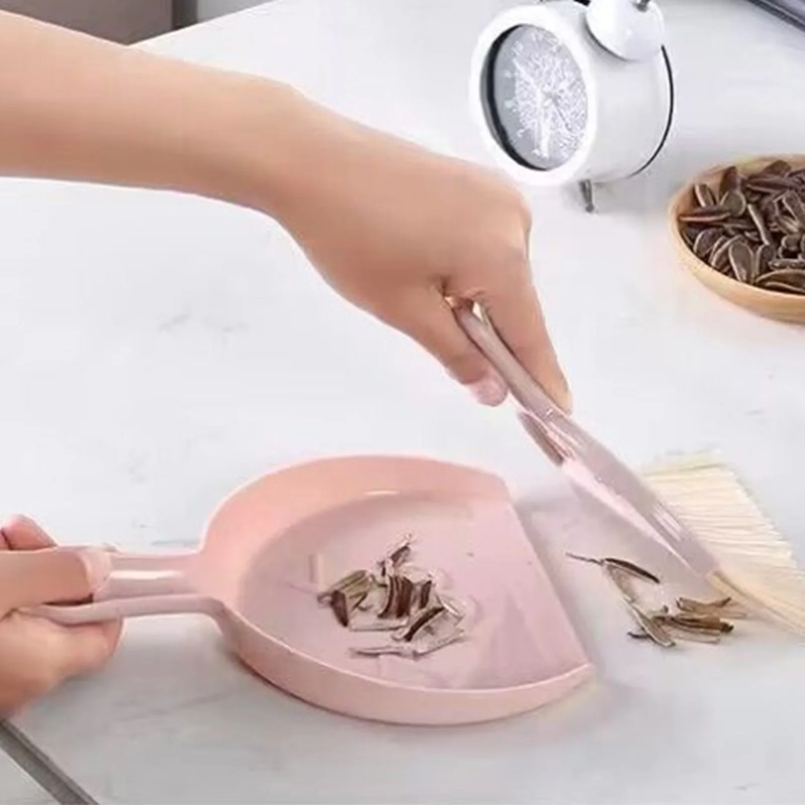 Pink Multi-Purpose Mini Broom and Dustpan Set with Garbage Shovel For Table Desktop Cleaning