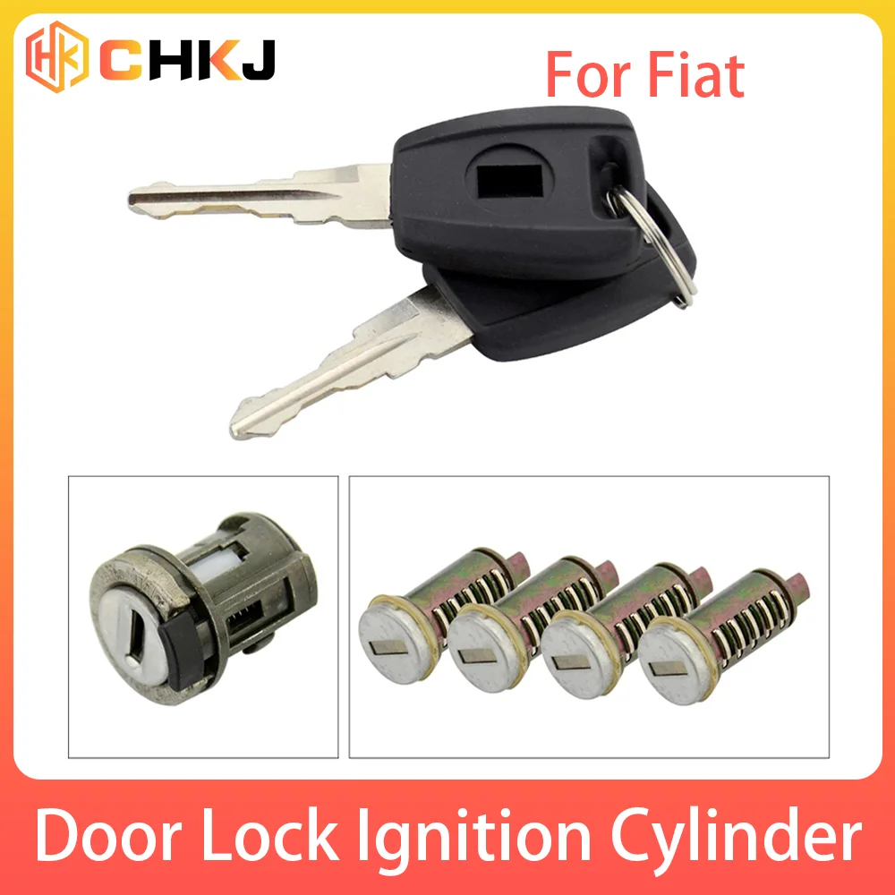 CHKJ Replacement Complete Set Ignition Door Trunk Lock Barrel Cylinder for Fiat with 2 GT15R Blade Keys Locksmiths Tools