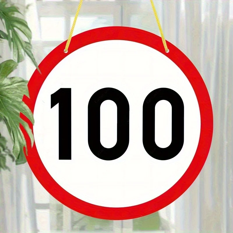 100 Speed Limit Sign - 7.8-Inch Round Wooden Hanging Decoration Board for Gates, Gardens, Cottages, Outdoors, Parking Lots, And