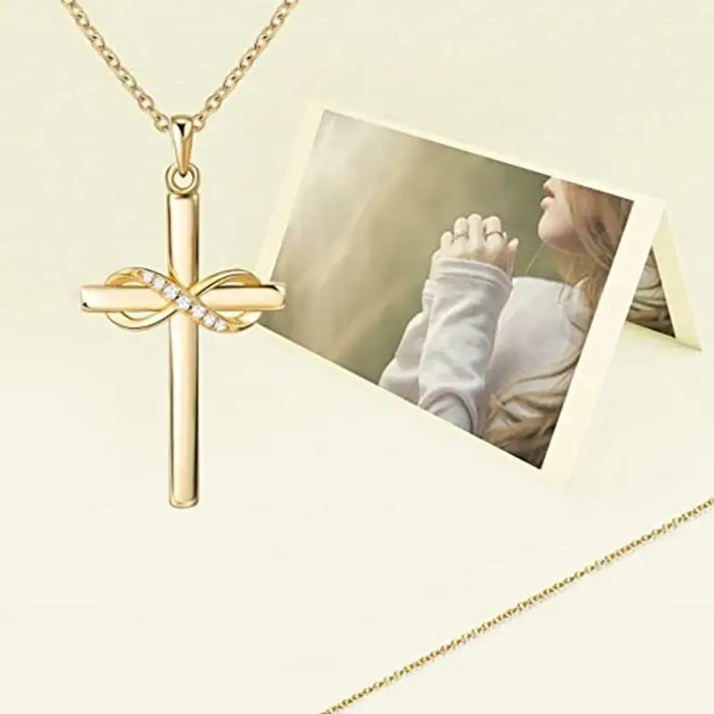 31BB Adjustable Neck Chain Gold Faith Necklace with Brilliant Rhinestones Decors for Enhancing Any Outfit or Evening Attire
