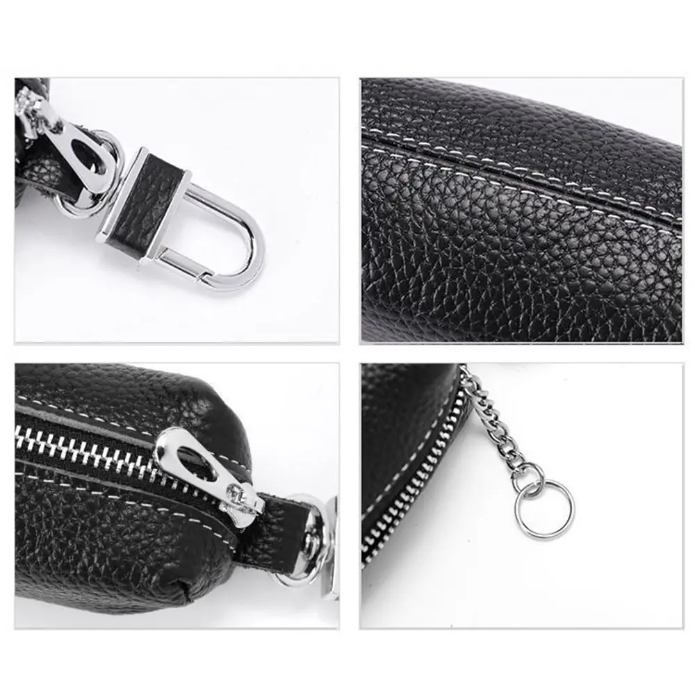 Portable Leather Key Pouch Bag Zipper Large-Capacity Key Holder Organizer Pouch Multifunctional Coin Purse Men Women