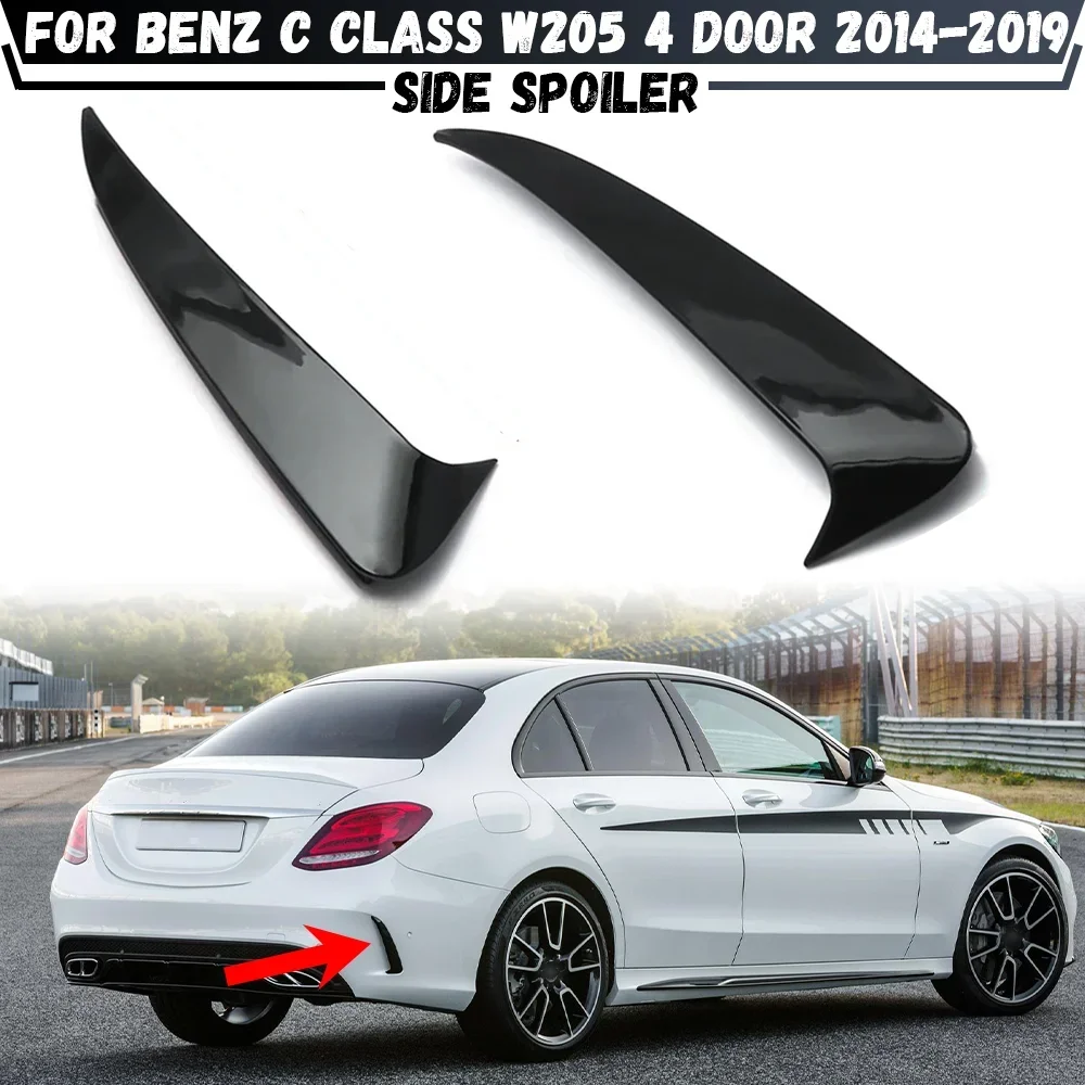 For Mercedes-Benz C-Class W205 C43 C63 AMG 2014-2019 Rear Vent Trim Bumper Trim Lip Side Canards Fin Splitter