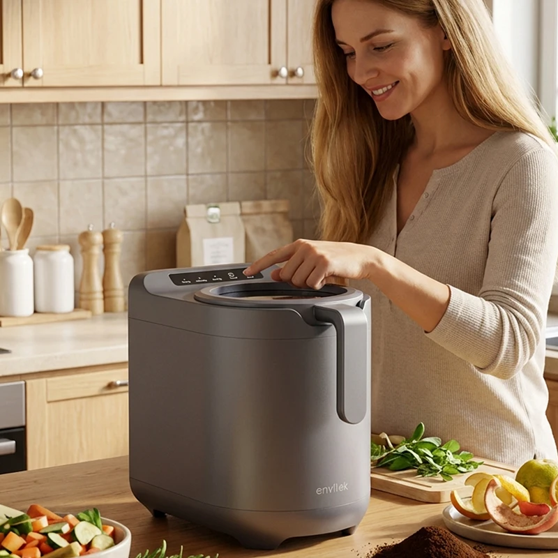 2.5L Compact Countertop Food Waste Composting Machine Kitchen Food Waste Disposer Recycling Machine for Apartments