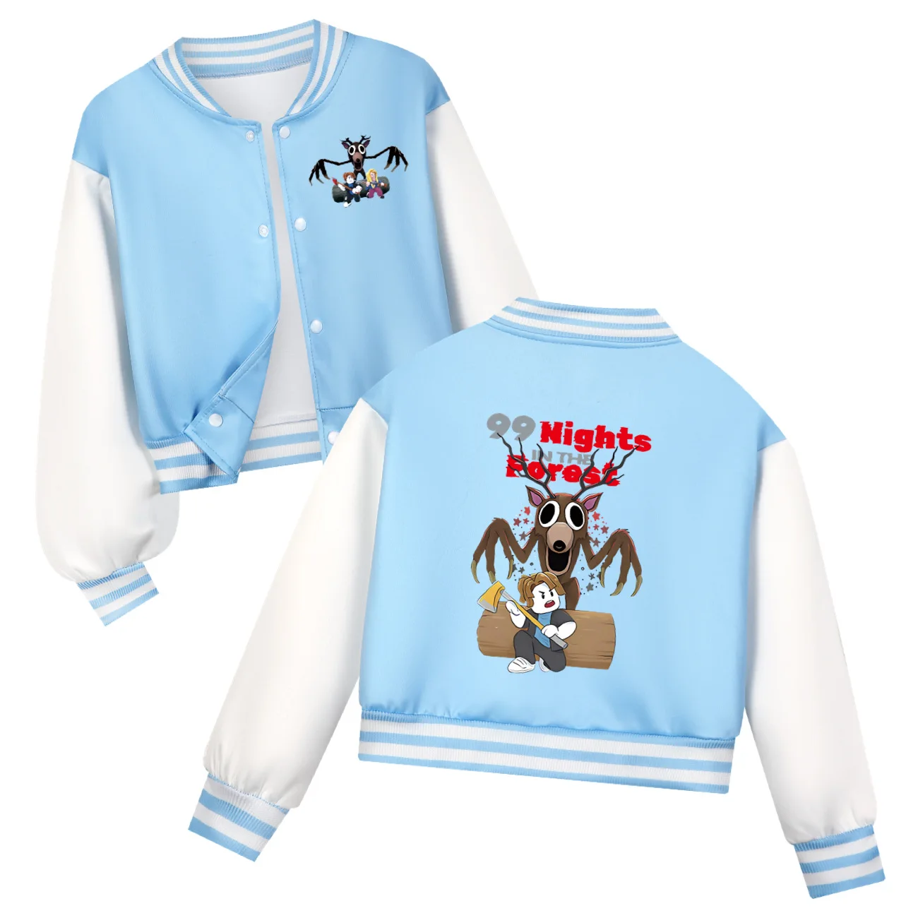 

99 Nights in The Forest Kids Clothes Fashion Boys Baseball Uniform Spring Autumn Baby Girls Casual Hoodies Children Costume