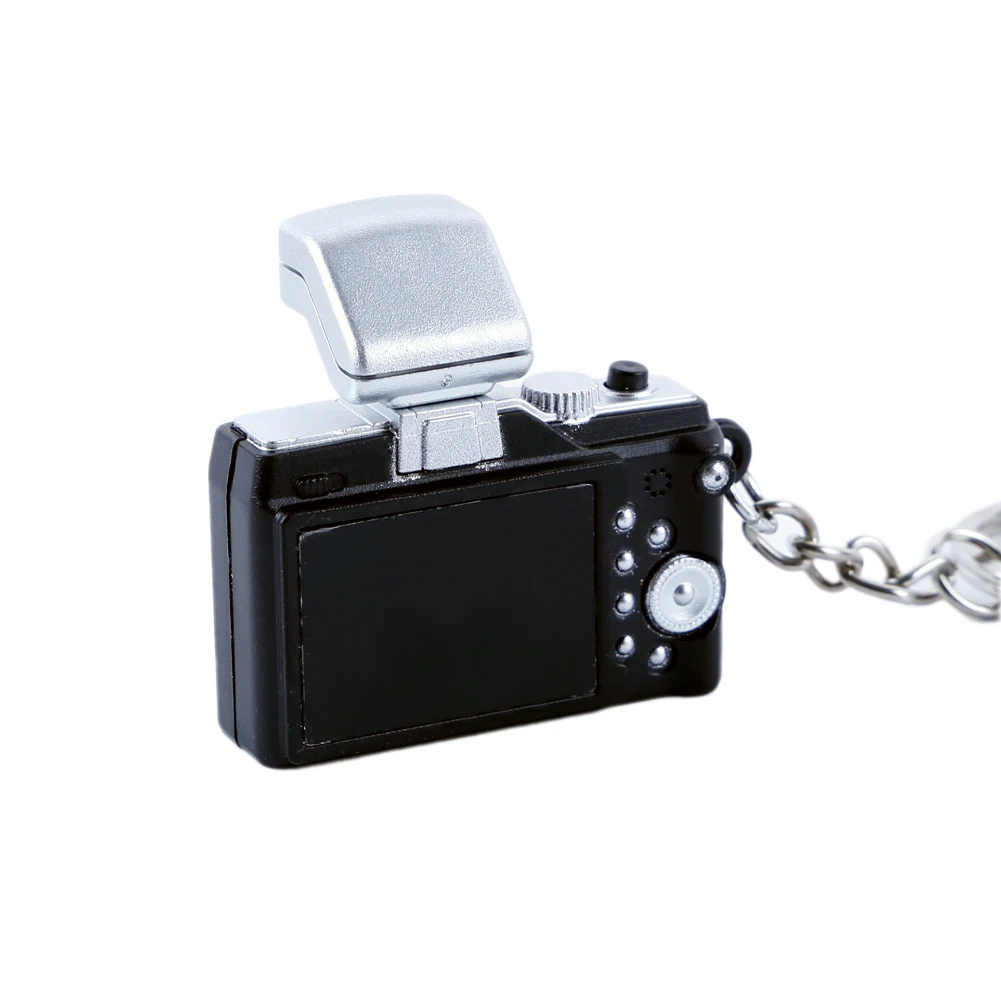 Mini DSLR Camera Keychain with Flash Light Shutter Sound Vintage Camera Bag Charm Novelty Light Up Pendant for Photographer Gift