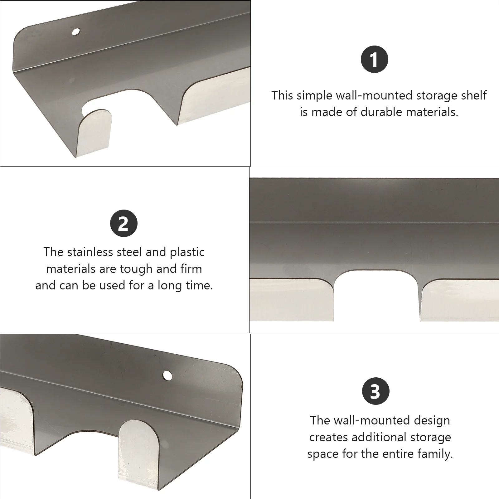 

Wall Mount Stainless Steel Storage Rack Silver For Pizza Shovel Sundries Organizer Household Holder Hanging Shelf Wall Storage