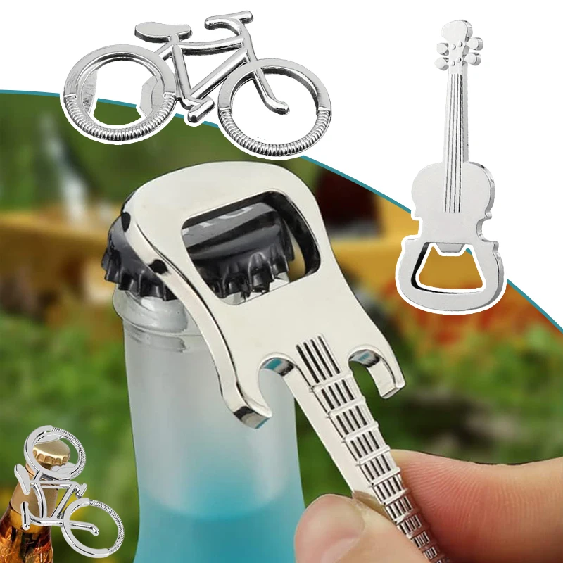

Creative Guitar Beer Bottle Opener Stainless Steel Metal Bicycle Beer Bottle Opener Home Ornaments for Men and Dad Gifts