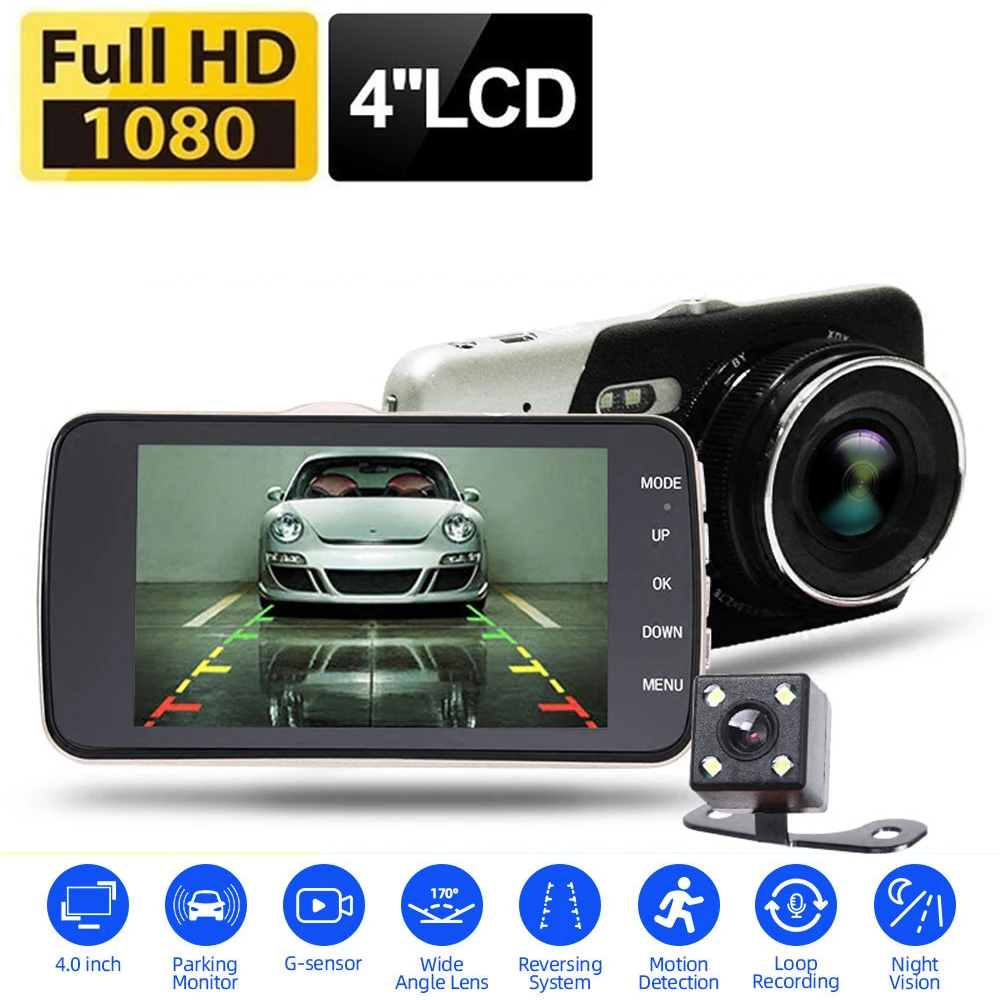 Car DVR  Full HD 1080P Dash Cam Rear View Camera Video Recorder Night Vision Black Box Auto Dashcam Supports Multi-language