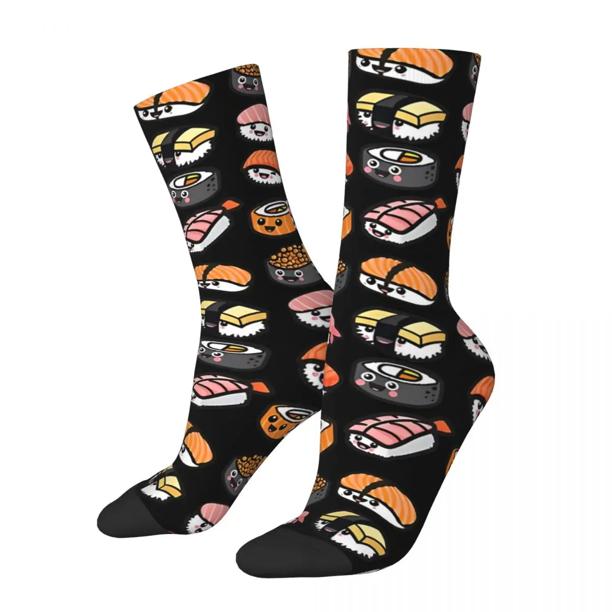 Funny Crazy Sock for Men Sushi Family Hip Hop Funny Food Breathable Pattern Printed Crew Sock Seamless Gift