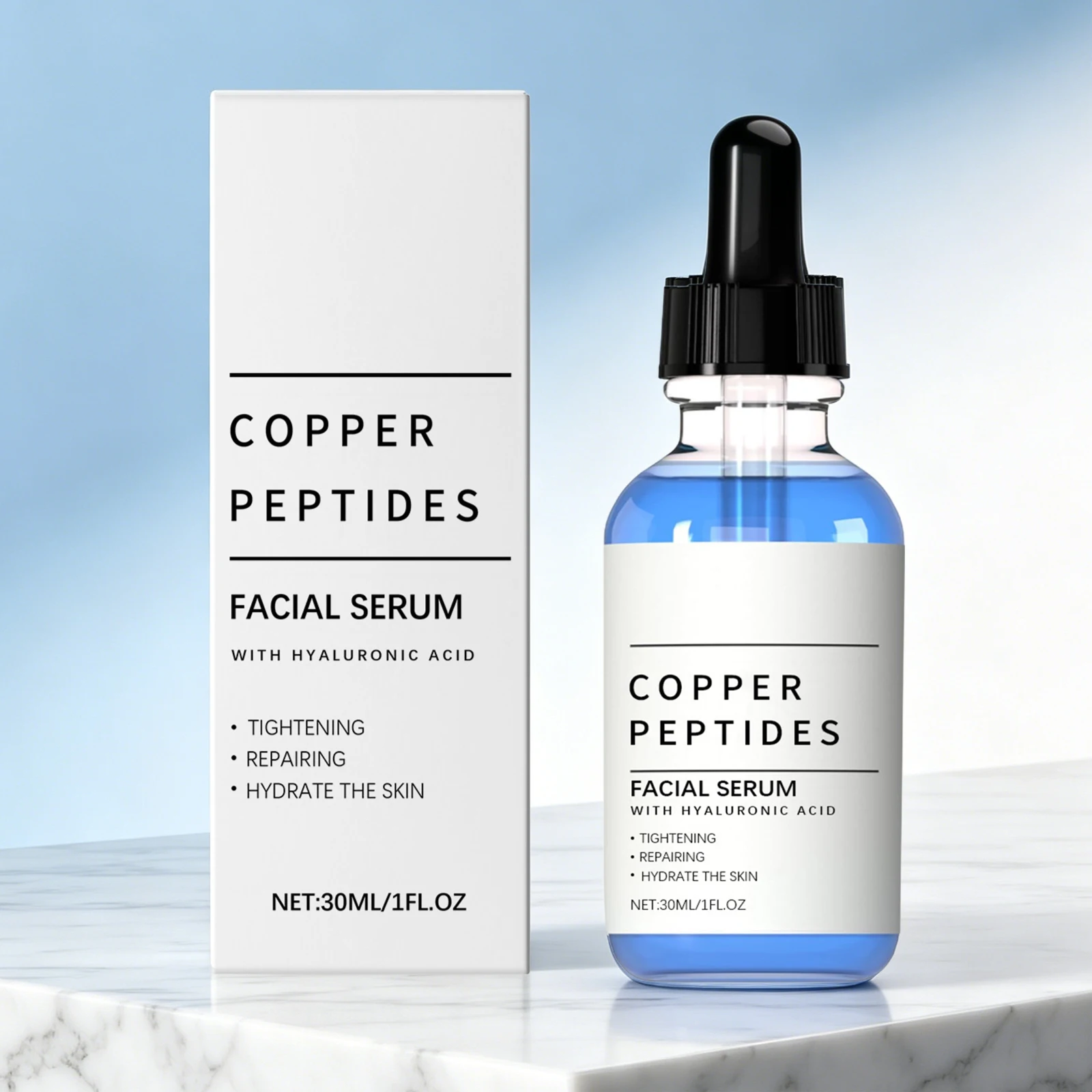 Copper Peptide Serum Anti Wrinkle Brightening Facial Skin Restore Skin Barrier Hydrating Antioxidant Hyaluronic Acid Face Serum