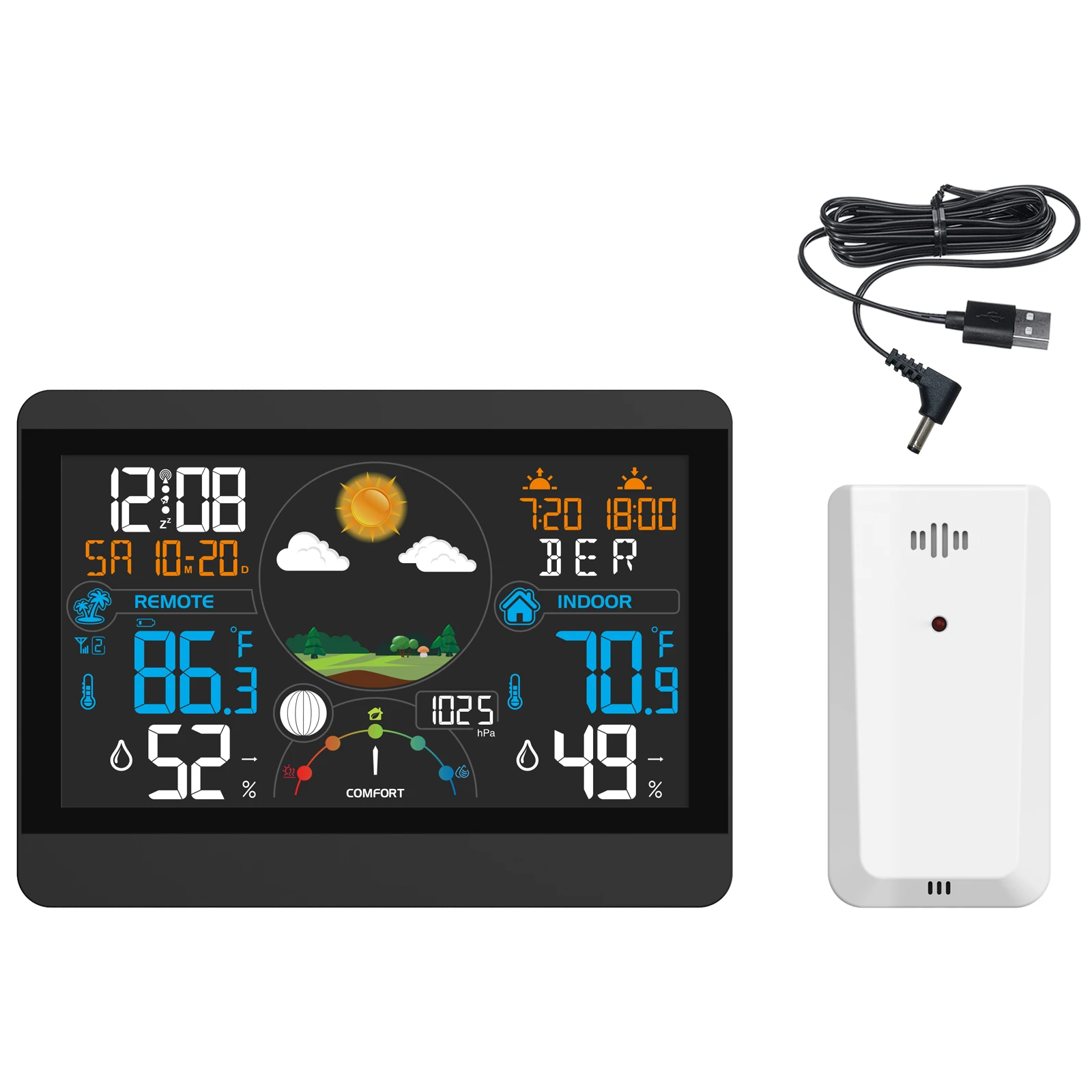 

Wireless Weather Station: Indoor Outdoor Thermometer with Professional 5-Level Forecast and Moon Phase Clock - Comprehensive