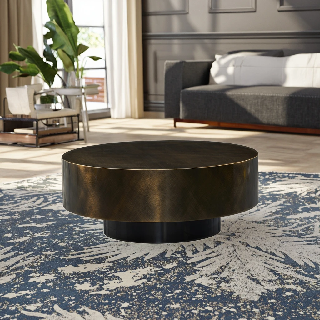 Italienisches Design Moderner Beistell Tisch Gold Metall Bronze Kreuz Stripe Edelstahl Luxus Runder Couch Tisch Set