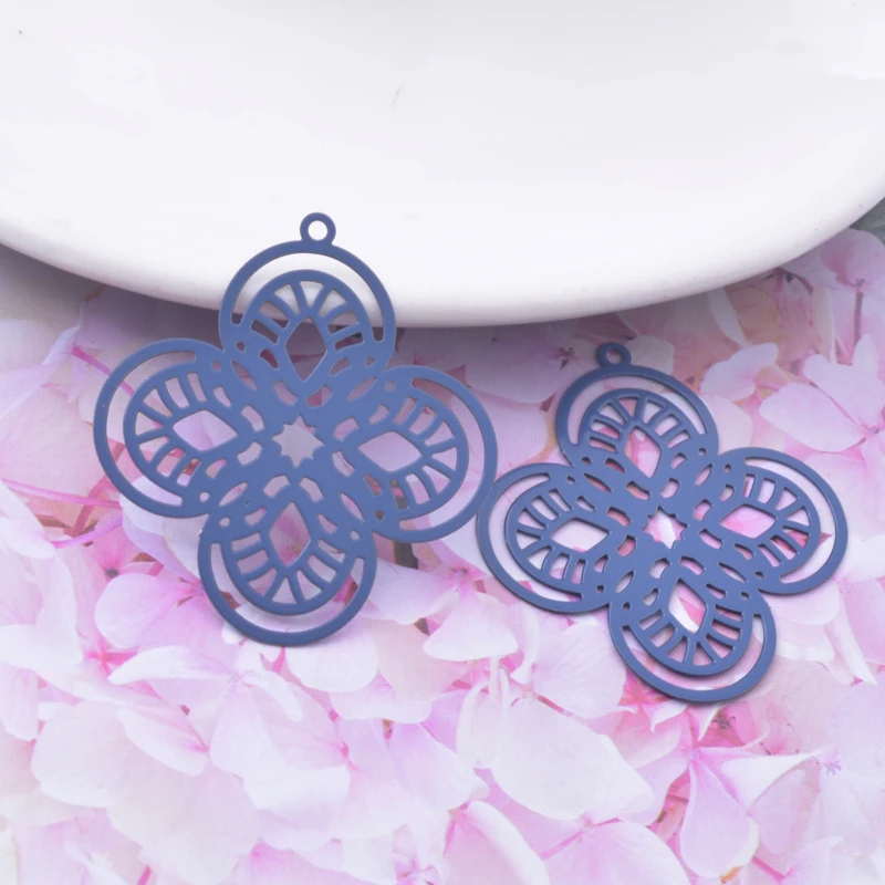 30 Stück/Set AB6757 37*35 Messing Filigran Goldfarben Blumen-Anhänger Schmuckmaterialien Geeignet für DIY-Ohrringe – Detail 8