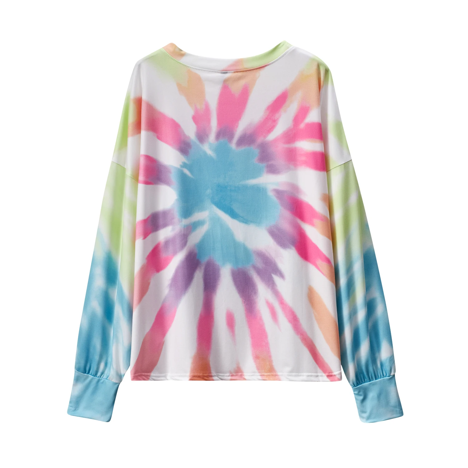 Hot Selling Tie Dyed Gradient Printed Long Sleeved Round Neck Casual Hoodie