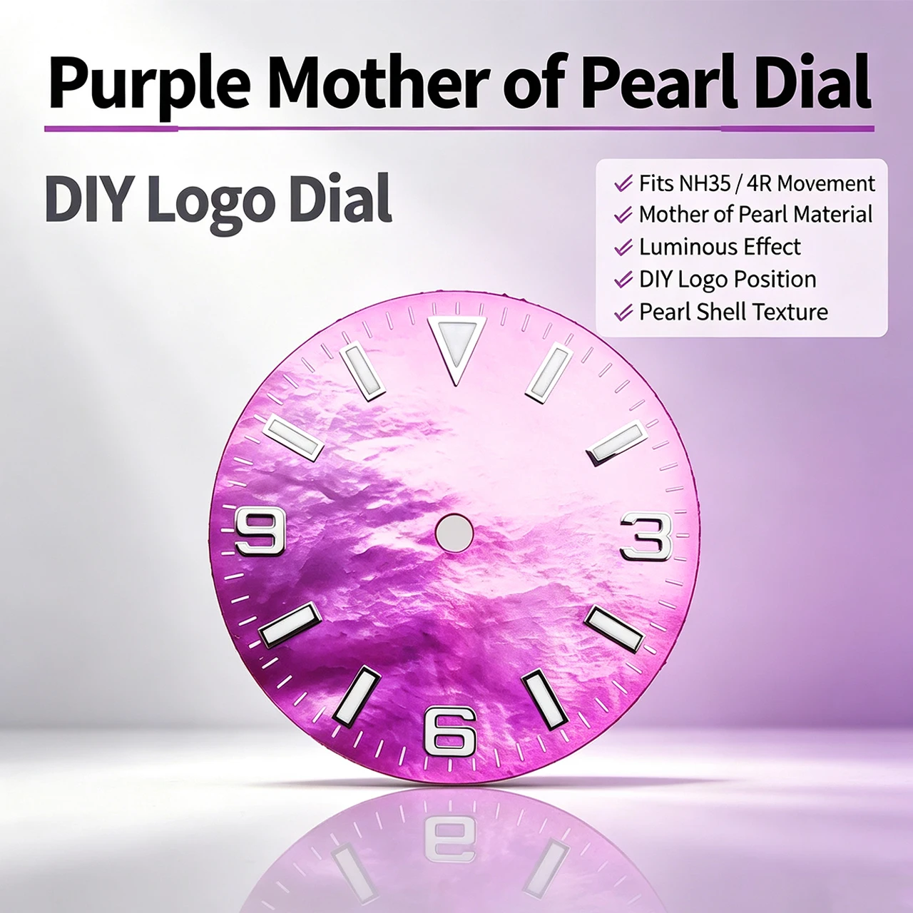 Watch Dial Custom Sterile 28.5Mm - 28,5mm Perlmuttzifferblatt mit individuellem Logo, grün