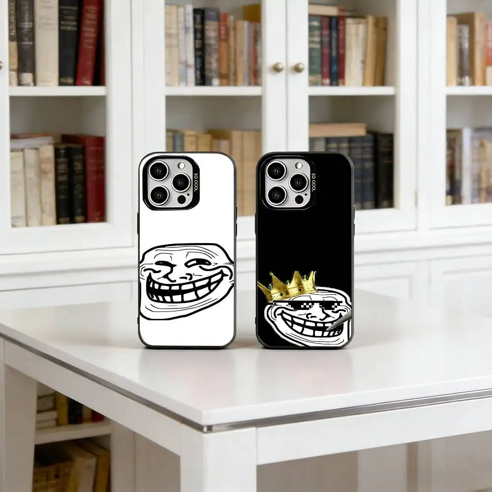 

Emoticons T-Trollface Phone Case For iPhone 17,16,15,14,13,12,11 Plus,Pro Max,XS,Colored Silver Plated Inside Cover
