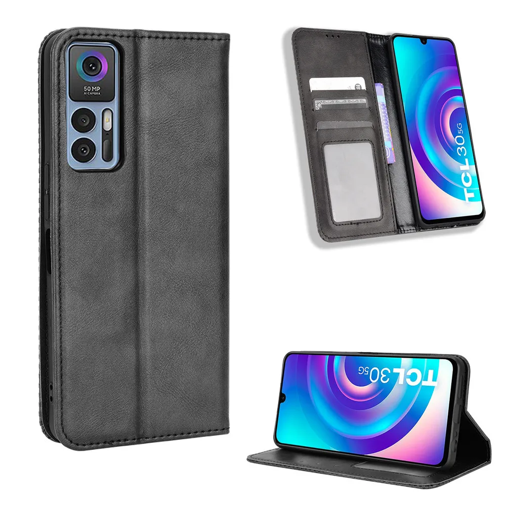 For TCL 30 5G Case Luxury Flip PU Leather Wallet Magnetic Adsorption Case For TCL 30 Plus 5G 30+ TCL30 Phone Bags