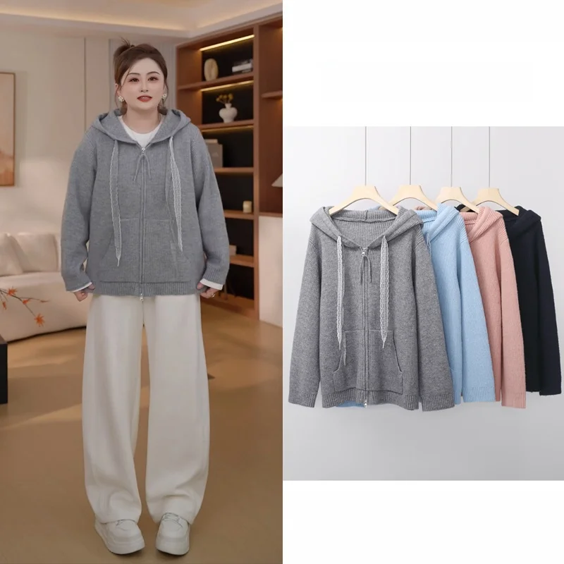 

Pang Jia Jia Зимний третий свитер с капюшоном Jaet Женский модный универсальный теплый кардиган с подогревом или длина на молнии