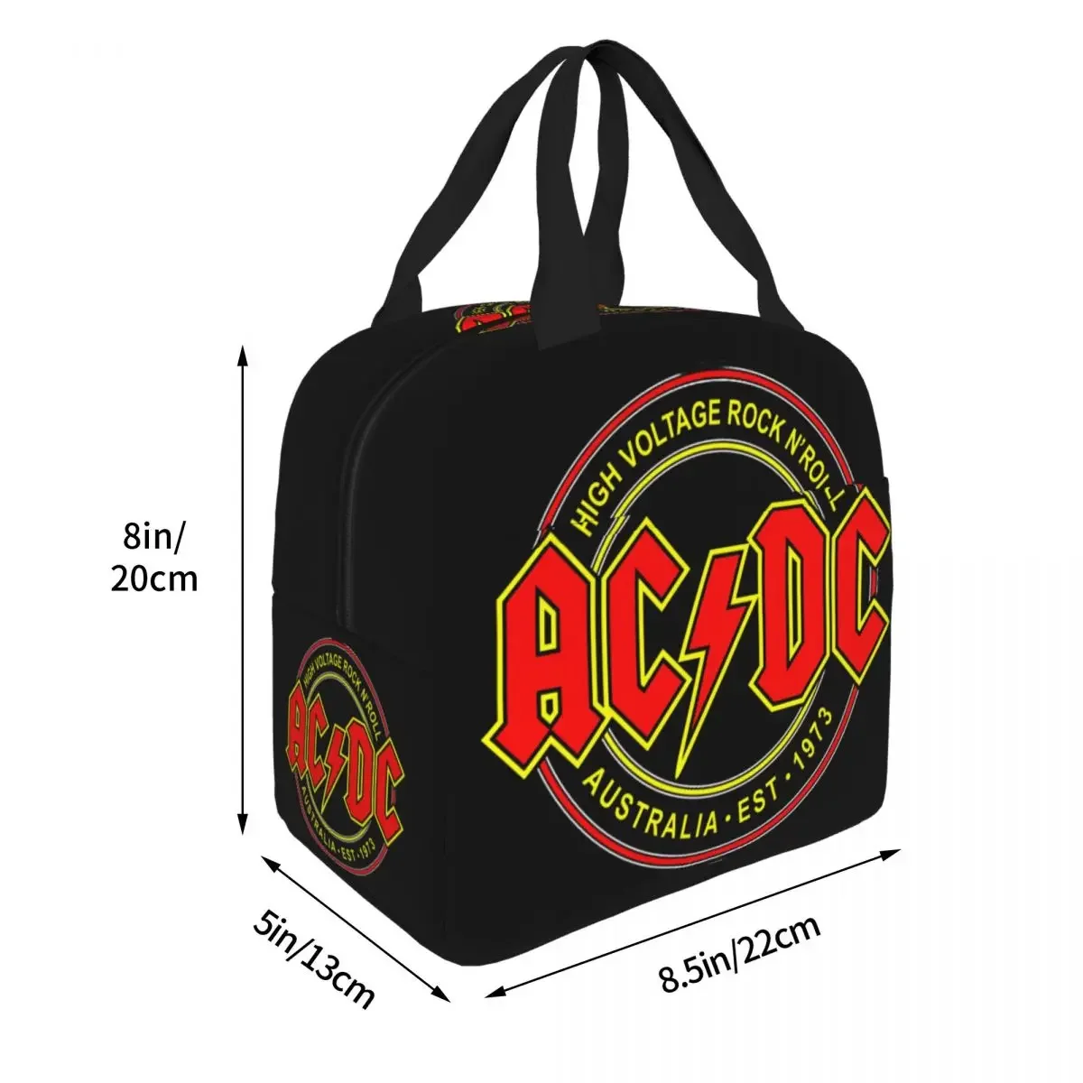 AC DC Rock tas makan siang terisolasi, wadah makan siang tas makan siang termal logam berat musik anti bocor Tote kotak makan siang luar ruangan