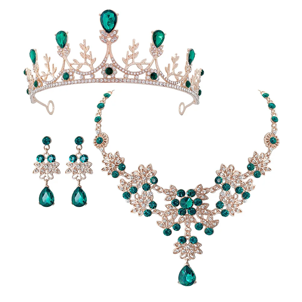 

1 set 1 Set Crown Necklace Earrings Jewelry Set For Women Rhinestone Bridal Party Wedding Gift Drop Dangle Tiaras Girls Birthday