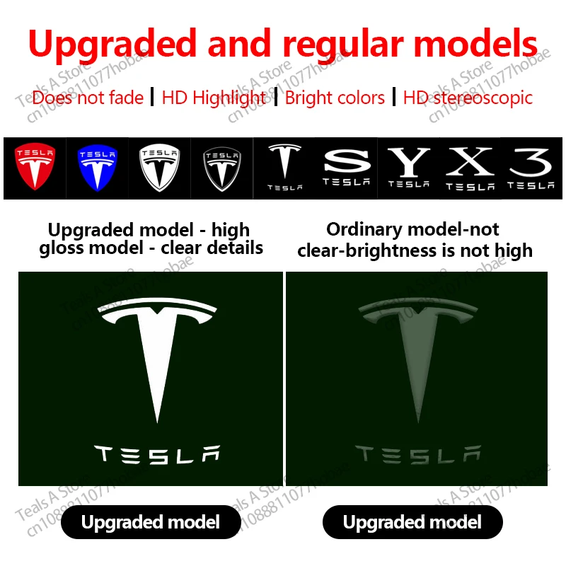 For Tesla Model Y 3 S X Car Door LED Logo Projector puddle lights Ultra-Bright Welcome Light 3D Laser Ghost Shadow Light Model 3