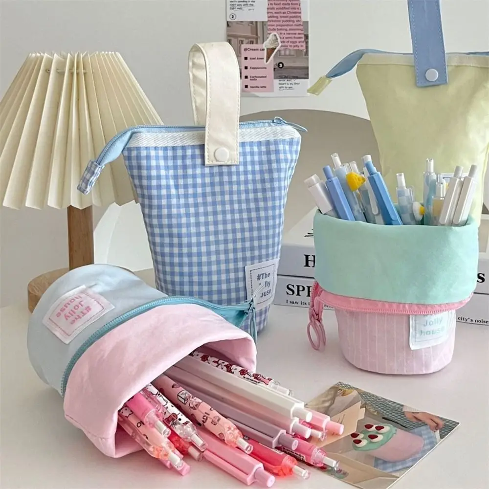 Big Capacity Pencil Case Retractable Pen Holder Pen Storage Bag Simplicity Pen Bag Pencil Punch Back To School