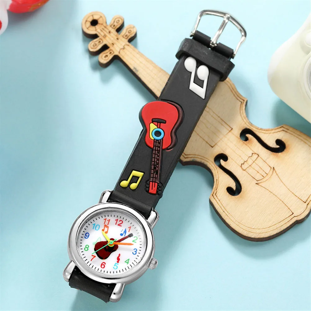

Guitar Pattern Children Watch Black Durable Kids Wristwatch Stylish Students Watch Birthday Gift Kids Wristwatch