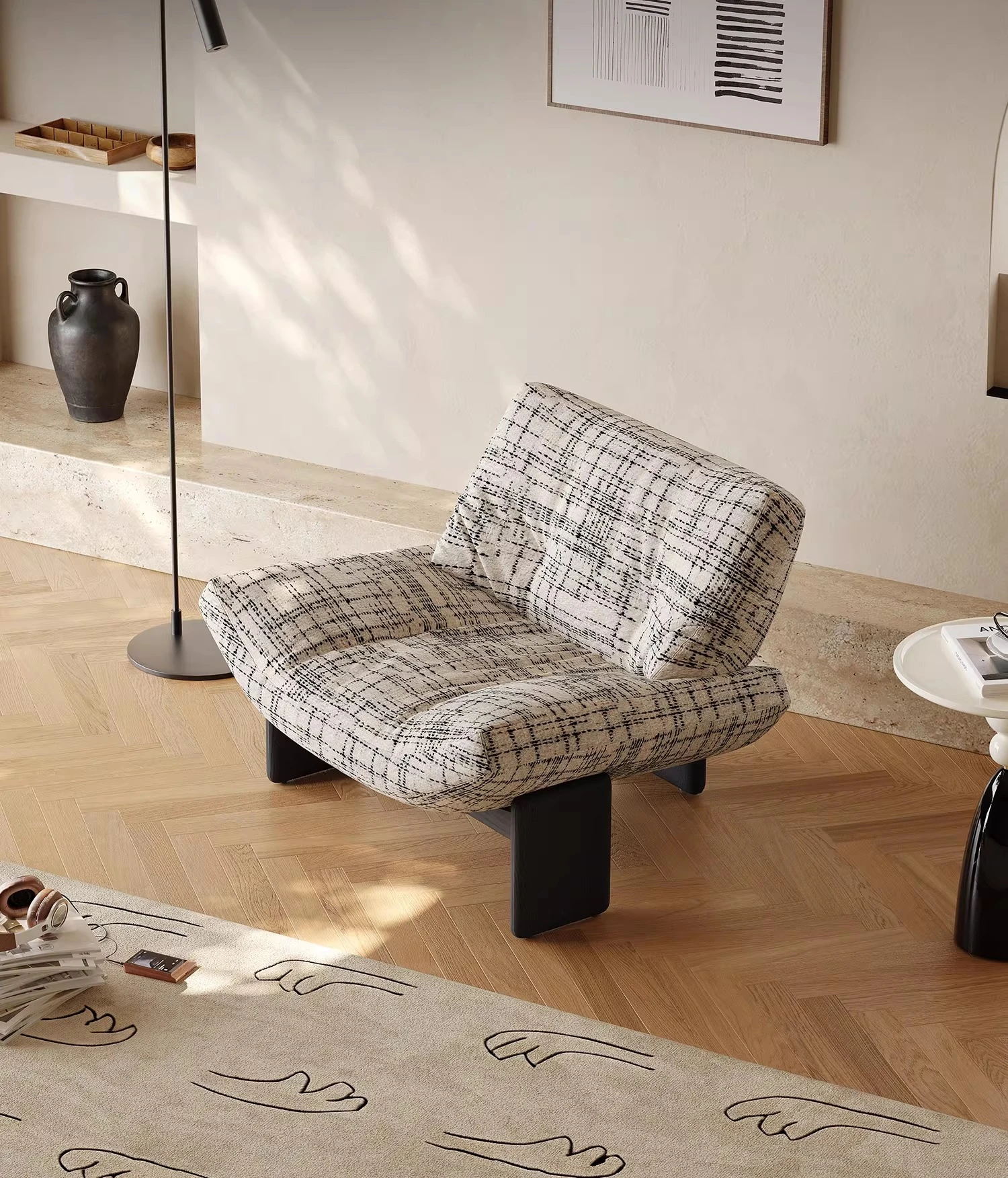 

Современное простое кресло Amy для дома, гостиной, балкона, тканевое кресло для отдыха, ретро-кресло из массива дерева, высококачественное одиночное кресло