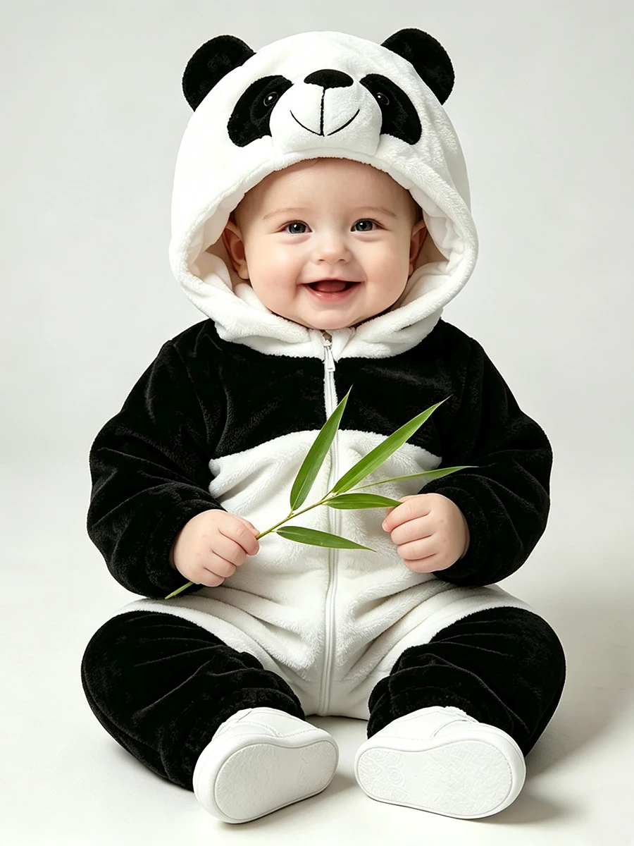 Umorden 6-24M 3-4T Baby Panda Costume Infant Toddler Romper Jumpsuit Onesie Flannel Winter Warm Halloween Fancy Dress