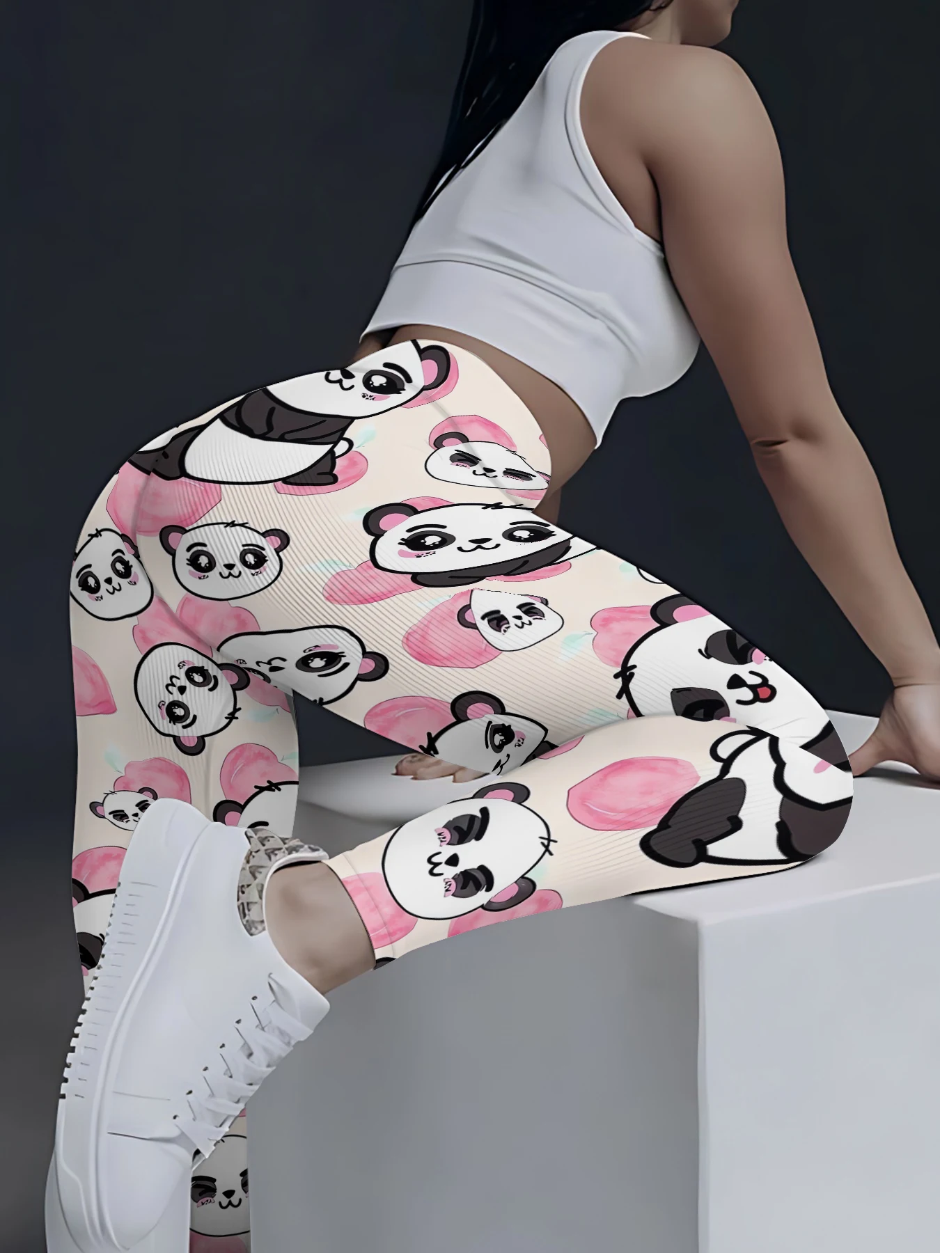 MSIEESO-Calças de ioga impressas pêssego para mulheres, leggings bonitos do panda, calças de jogging, roupas esportivas fitness, drop shipping