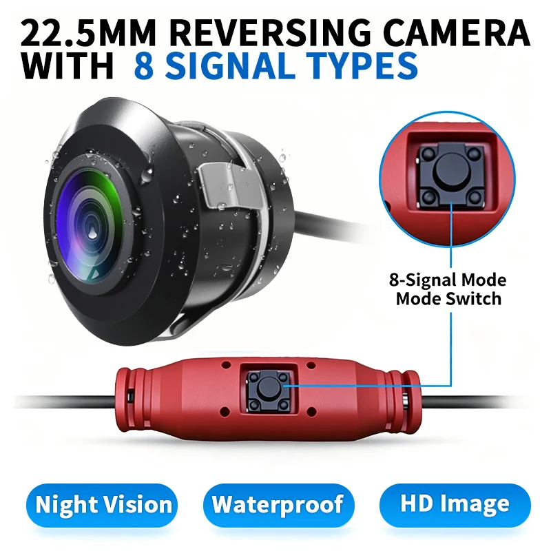 22.5mmAHD1080P reversing camera Supports 8‑signal modes, 170° Night‑Vision Waterproof, with signal‑switch button for Safe Parkin