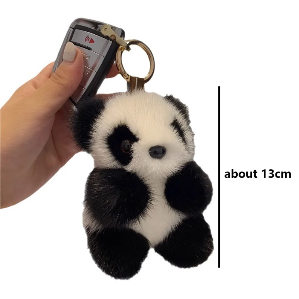 LLavero de juguete de felpa de piel de visón sintética, Panda Kawaii, muñeca de juguete suave, regalo para niños, llavero de dibujos animados, mochila, colgante de llave de coche