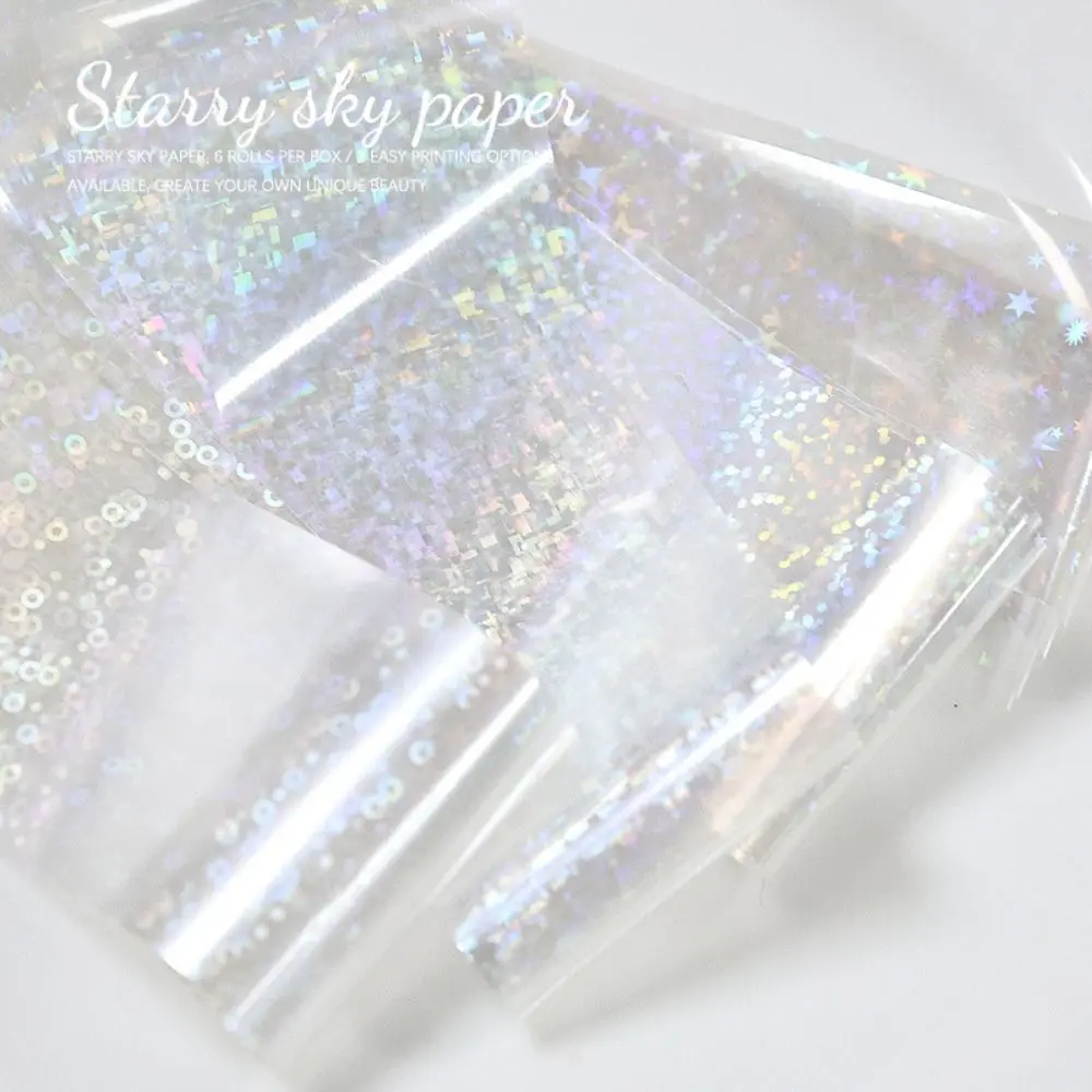 10Rolls Laser Aurora Nail Foil Sparkle Stars Shining Nail Transfer Stickers Clear Mirror Reflect Effect Starry Sky Nail Decals