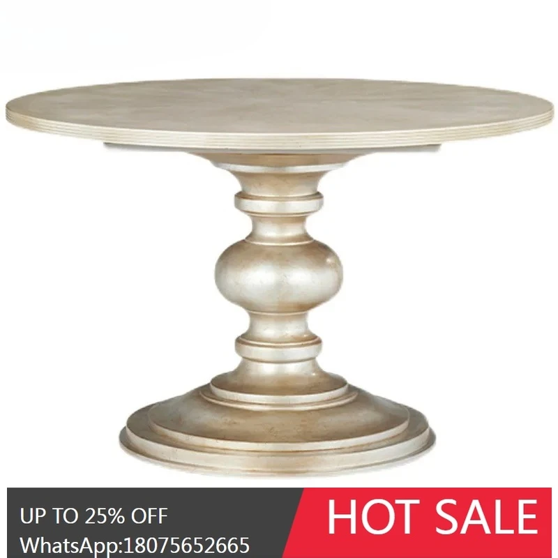 

HLZ American light luxury solid wood dining table and chairs household round table dining table small apartment