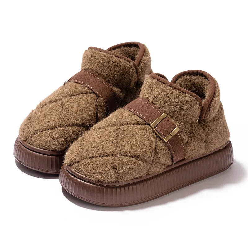 Casual Ankle Boots Female Winter Luxury Designer Platform Shoes Women Fashion Indoor Fluffy Slippers Flats Elegant Plush Booties