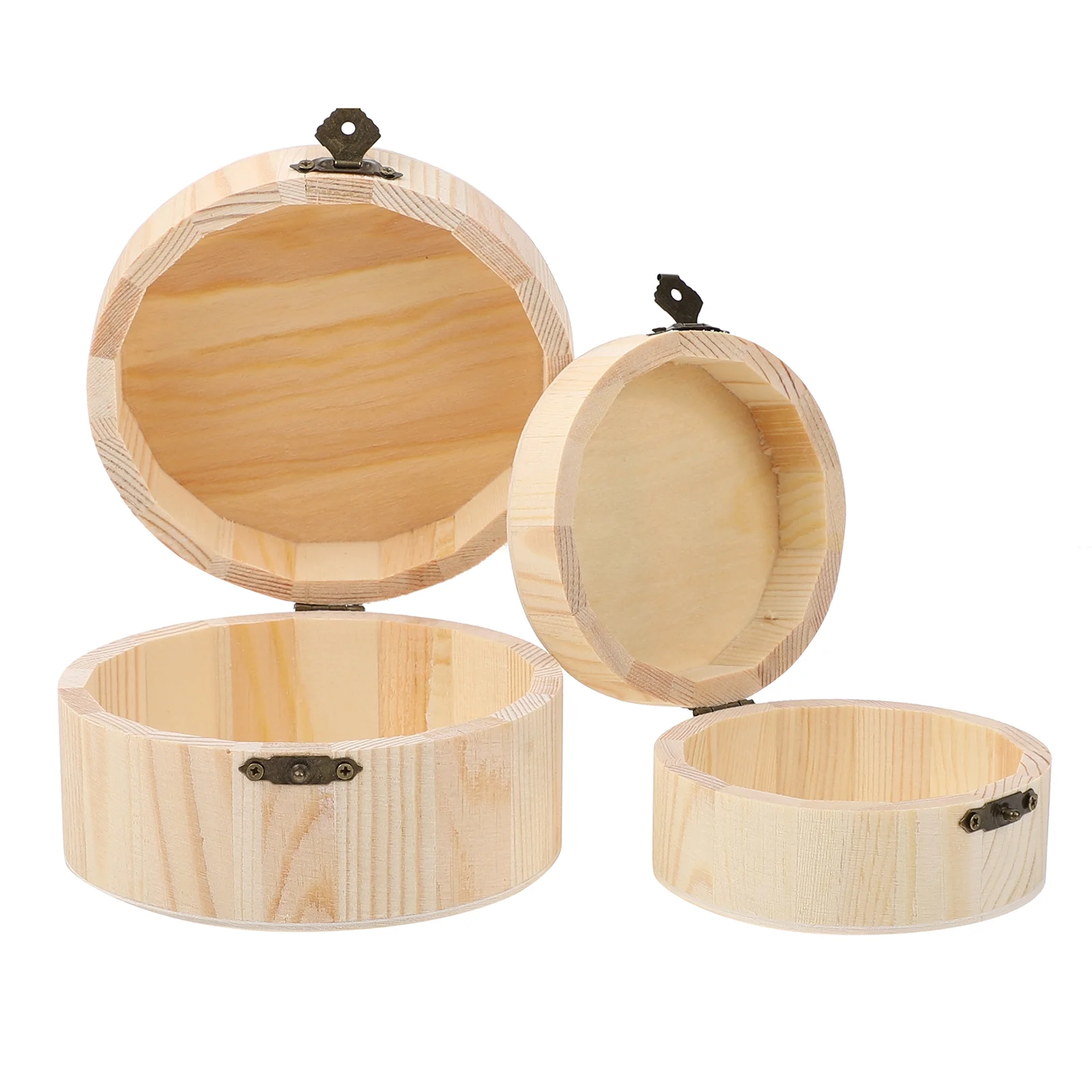 2 Pcs Round Wooden Box Parts Storage Case Bins Decorate Small Item Container Jewelry Boxes