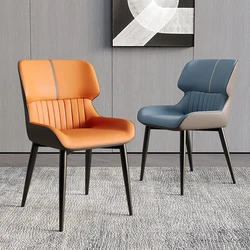 Nordic Moderne Eetkamerstoelen Lederen Zachte Stoel Design Meubels Eetkamer Rugleuning Kruk Ergonomie Ontspannend