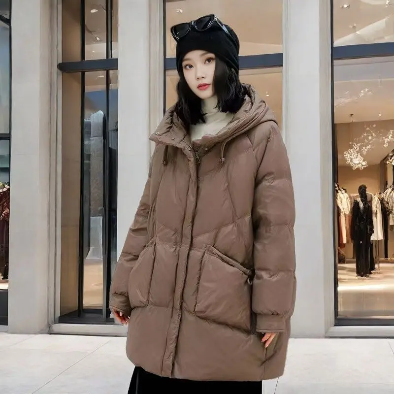 Winter Down Fashion Women's Down Jacket Commuter 90 White Duck Down Loose Jacket