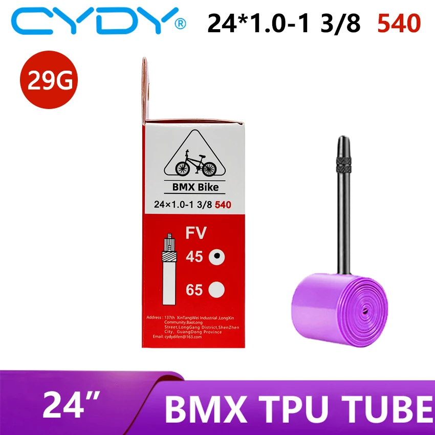 CYDY Bicycle TPU Inner Tube 24' 540 24x1.0 1 1/8 1.1 1 1/4 1 3/8 Inch Valve 45mm/65mm Tyre Camera BMX Bike Tire Penu Parts 29G