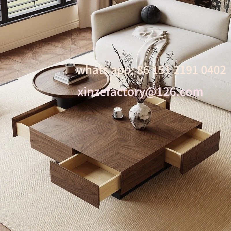 

Customizable medieval style solid wood square coffee table simple small apartment living room minimalist retro style small table