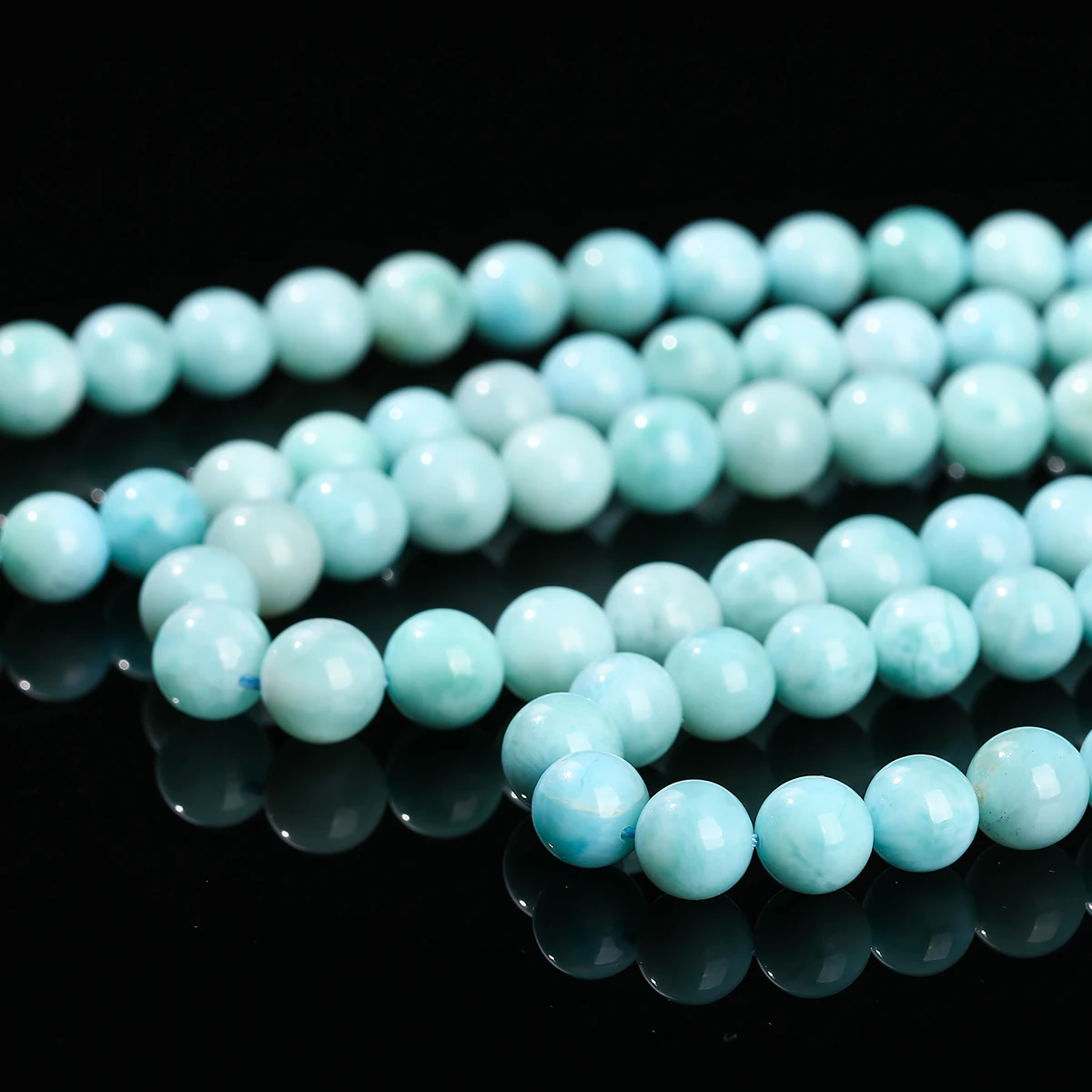 3A Natural Dominica Larimar Stone Bead Smooth Round Loose Spacer Ocean Sea Gemstone for Jewelry Making DIY Bracelet Accessory