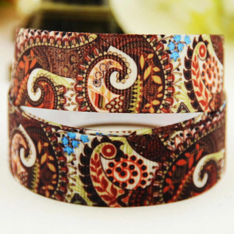 22mm 25mm 38mm 75mm Paisley pattern cartoon printed Grosgrain Ribbon party decoration 10 Yards satin ribbons