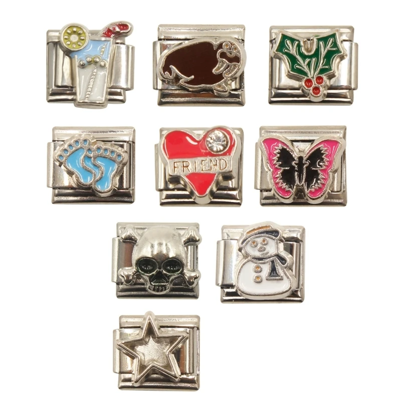 Colorful Square Bead Stainless Steel Bracelet Modules Italian Handchain Components Charm Link Essential Jewelry Making Supplies