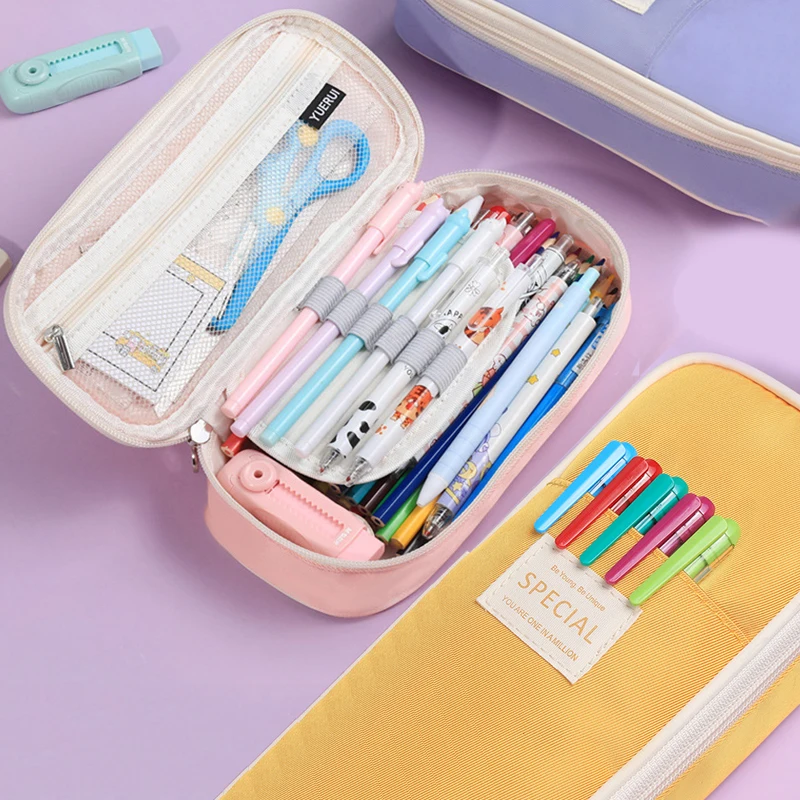 Kawaii Pencil Cases Large Capacity Pencil Bag Pouch Holder Box for Girls Office Student Stationery Organizer School Supplies